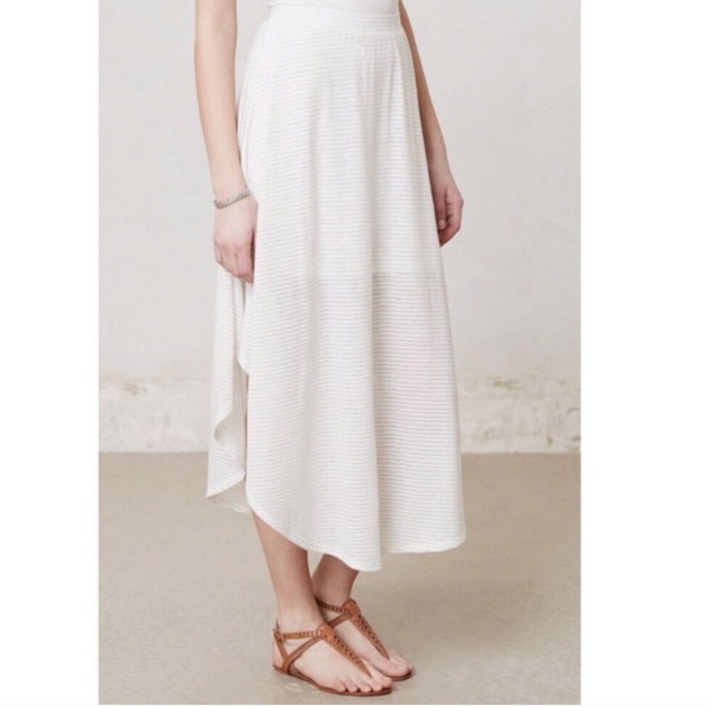 Anthropologie Bordeaux high low skirt— shadow stripe size XS